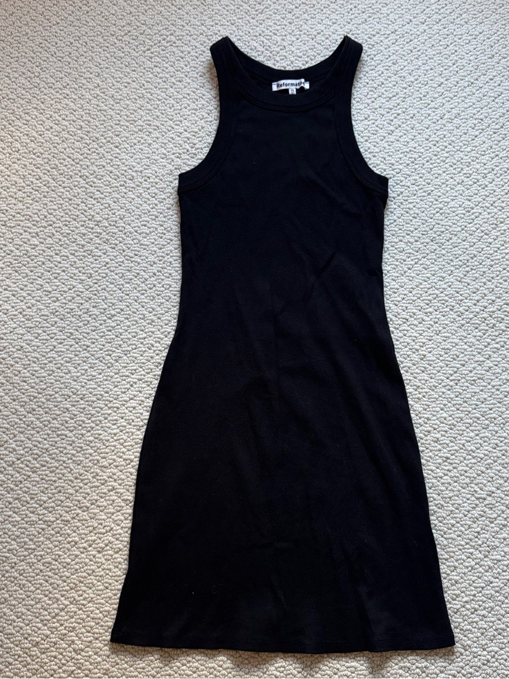 Reformation Black Ribbed Tank mini Dress